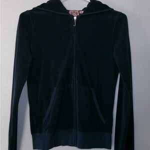 Vintage Juicy Couture Women’s Multi Hoodie - Navy Blue Velour
